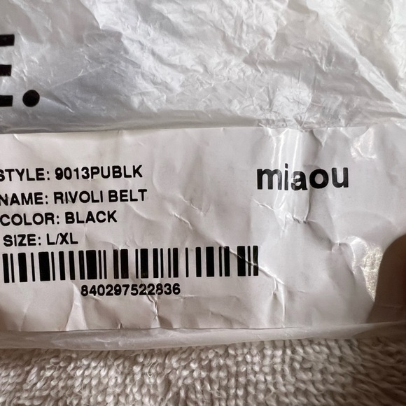 MAIOU ladies belt.  Leather black waist strap with silver metal chain and logo - Picture 2 of 5